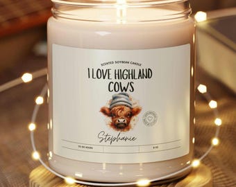 Personalised Highland Cow Candle, Funny Candle, Farmhouse Candle, Animal Lover Present, Soy Candle, Highland Cow Gift, Cow Candle