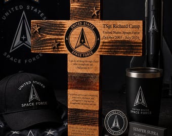 United States Space Force Wooden Cross | Personalized Military Cross | Guardian Retirement Gift | Veteran Gift