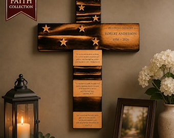 Personalized Memorial Wood Cross | Custom In Loving Memory Decor