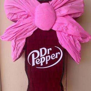 Dr Pepper Coquette Pink Bow Piñata | Girly Soda Theme Birthday Decor | Pink Aesthetic Party Centerpiece