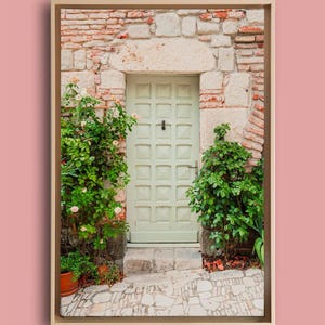 Pastel Green Door - Framed Poster