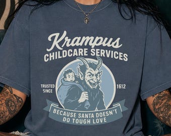 Krampus Christmas Comfort Colors Shirt | Childcare Services | Funny Dark Xmas Germanic Folklore Weirdcore Gift