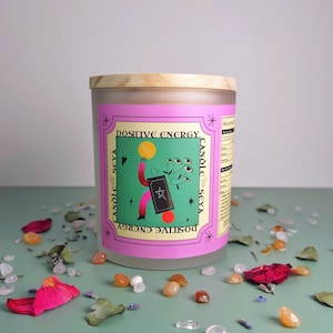 Positive Energy Crystal Candle Scented Personalized Candle Intention Handmade Candle Herb Ritual Candle Healing Candle for Gratitude gift