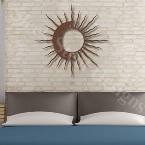 Celestial Sun and Moon Metal Wall Art – Boho Rustic Laser Cut Steel Decor for Bedroom, Living Room, Entryway, Gift for Home Lovers