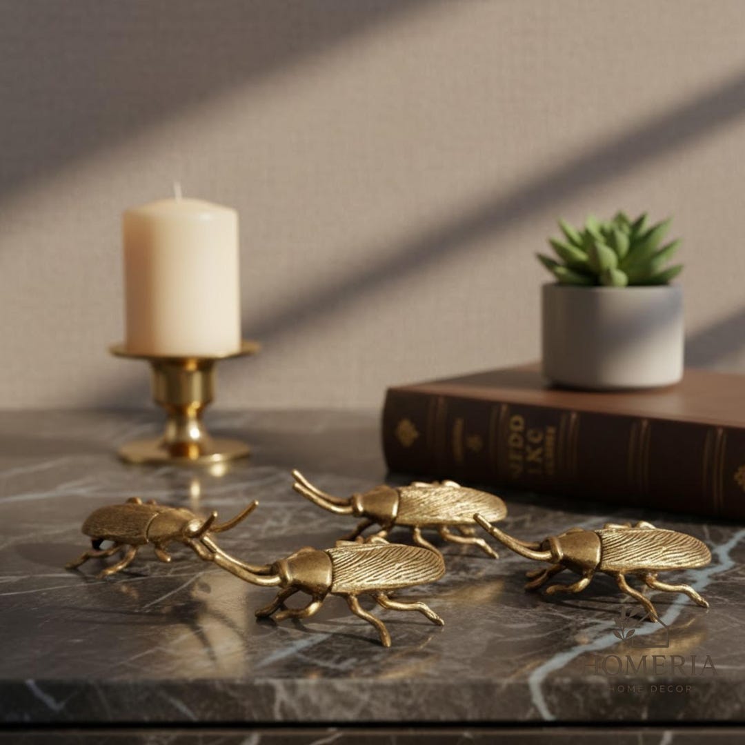 Brass Cockroach Ornament – Insect Figurine Home Decor, Mini Bug Statue ...