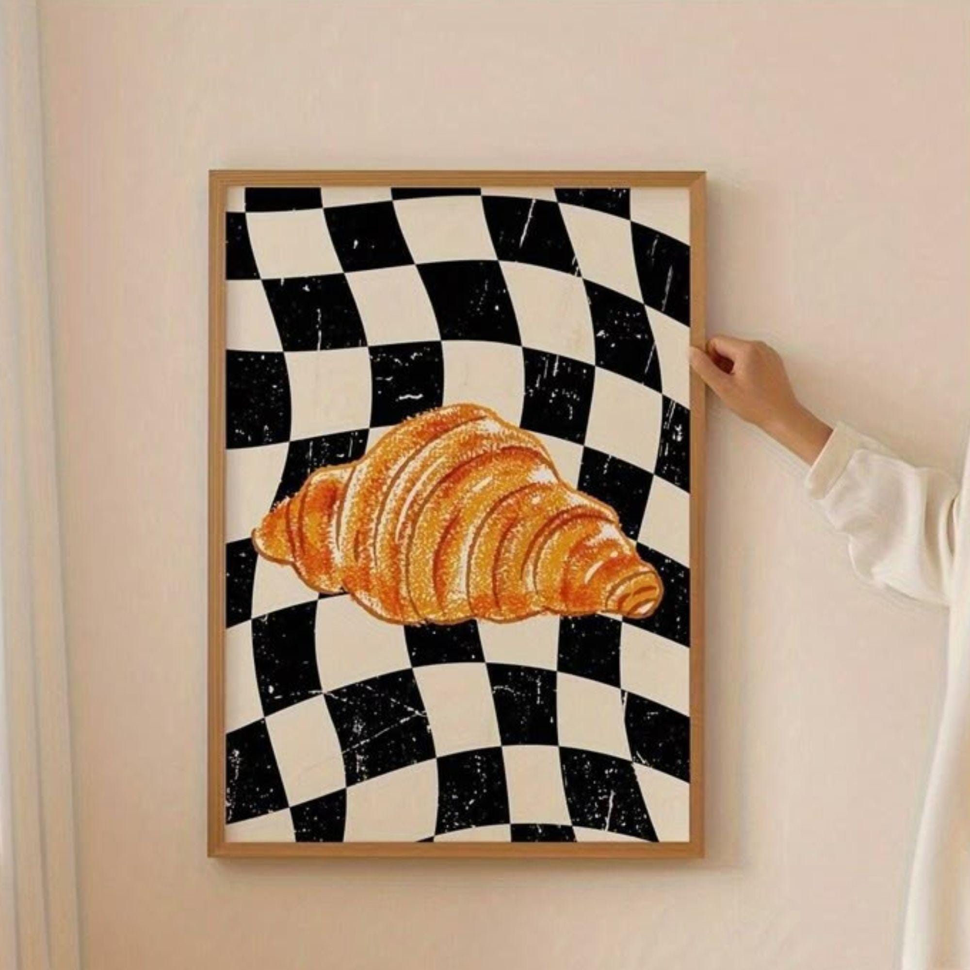 Affiche Croissant français vintage géométrique Publicitaire