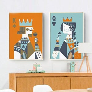 poker wall art apartment decor bar cart prints, lucky you print funky decor, plakat w stylu lat 70. estetyczny wystrój pokoju, bar cart art retro decor