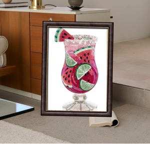 Retro detox water disco spiegel bal print, keuken print, bar poster, funky food home decor, preppy citrusvruchten muurkunst, detox disco print