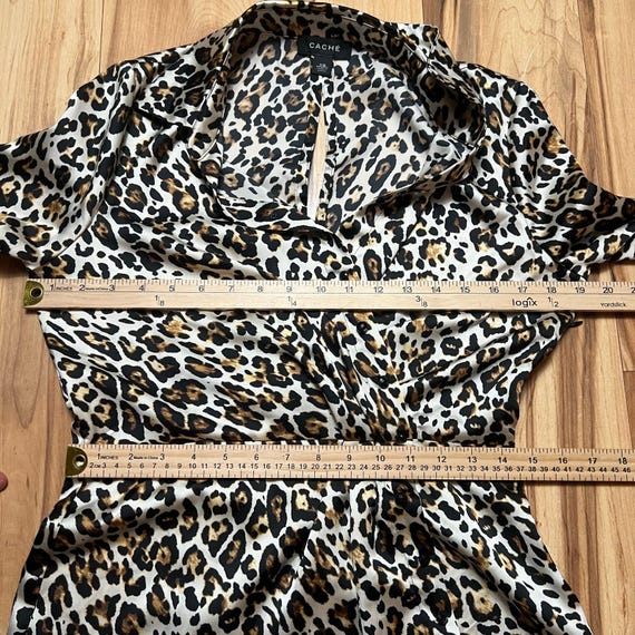 CACHE Y2K Leopard Print Mini Dress Size XS V-Neck… - image 3