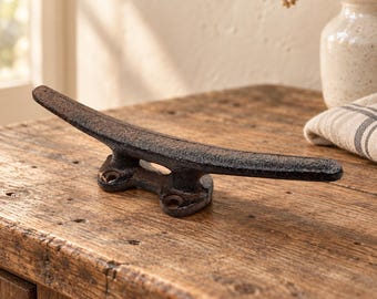 Cast Iron Boat Cleat Hooks, Rustic Nautical Wall Hardware, 5 Inch, Single or Sets