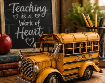 Vintage School Bus Metal Sculpture Teacher Gift School Bus Driver Gift Rustic Classroom Decor Office Shelf Display