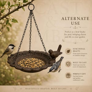 Cast Iron Hanging Bird Bath Feeder, Rustic Garden Decor, Cottage Garden Accent bild 6