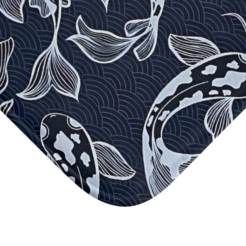 Koi Fish Bath Mat Japanese Inspired Zen Rug Elegant Bathroom Decor Anime Lover Gift Japanese Art Home Decor Ocean Lover Bath Decor image 6