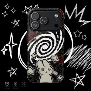 Kawaii Gothic Tough Phone Case, Creepy Cute Bunny Aesthetic Protective Cover, Alt Emo iPhone Case imagen 4