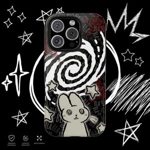 Kawaii Gothic Tough Phone Case, Creepy Cute Bunny Aesthetic Protective Cover, Alt Emo iPhone Case imagen 11