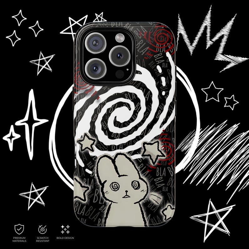 Kawaii Gothic Tough Phone Case, Creepy Cute Bunny Aesthetic Protective Cover, Alt Emo iPhone Case imagen 11