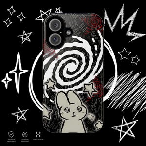 Kawaii Gothic Tough Phone Case, Creepy Cute Bunny Aesthetic Protective Cover, Alt Emo iPhone Case imagen 3
