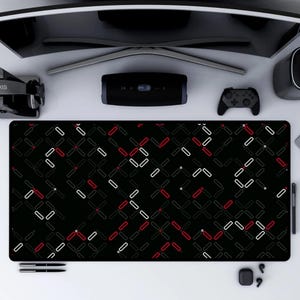 Geometric Gamer Mouse Pad XL Red Black Desk Mat Abstract Gaming Mousepad Dark Office Desk Decor for Men Aesthetic Modern Mouse Pad