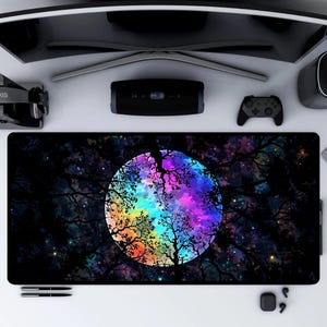 Galaxy Moon Mousepad Cosmic Desk Mat with Celestial Moon Mouse Pad for Gamers Witchcore Decor Witchy Desk Mat Moon Lover Gift