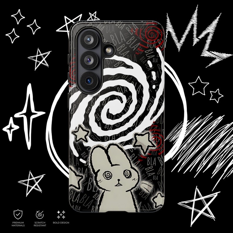 Kawaii Gothic Tough Phone Case, Creepy Cute Bunny Aesthetic Protective Cover, Alt Emo iPhone Case imagen 8