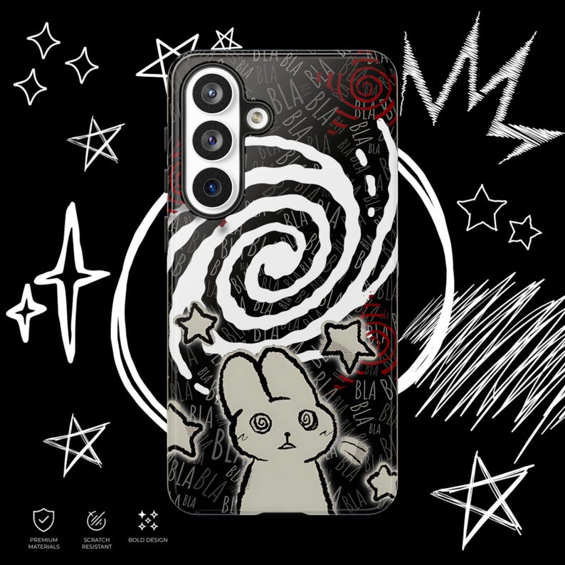 Kawaii Gothic Tough Phone Case, Creepy Cute Bunny Aesthetic Protective Cover, Alt Emo iPhone Case imagen 10