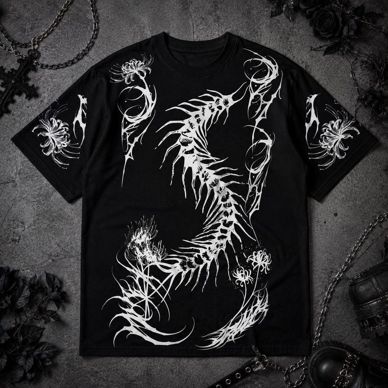 Dark Centipede Gothic Shirt, Unisex Alt Emo Black Alternative Tee image 5