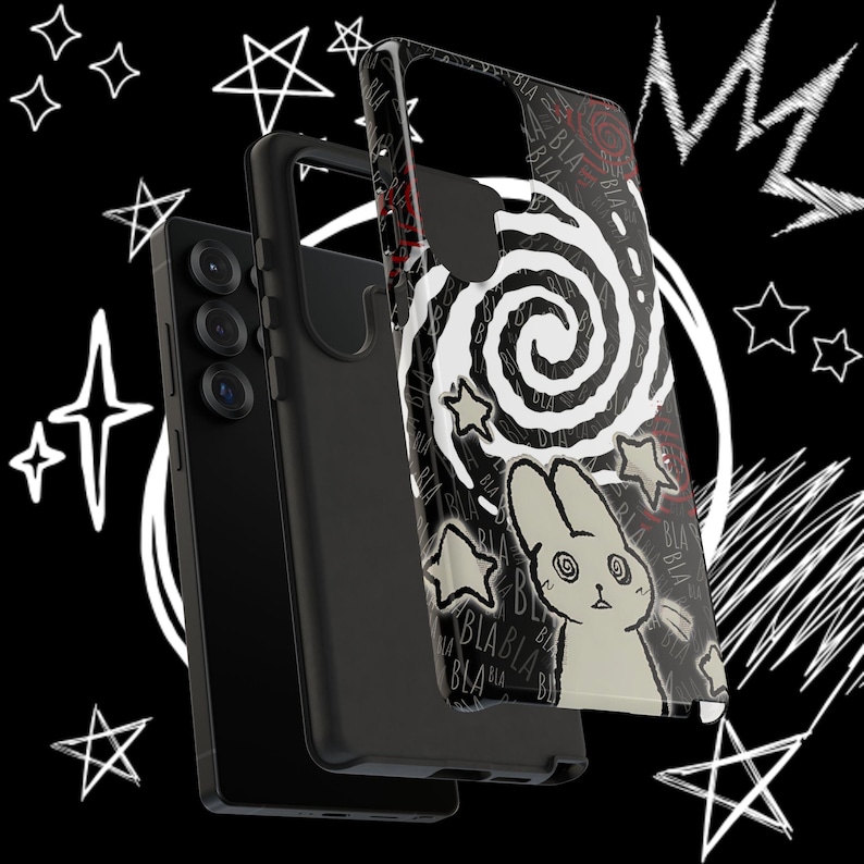 Kawaii Gothic Tough Phone Case, Creepy Cute Bunny Aesthetic Protective Cover, Alt Emo iPhone Case imagen 2