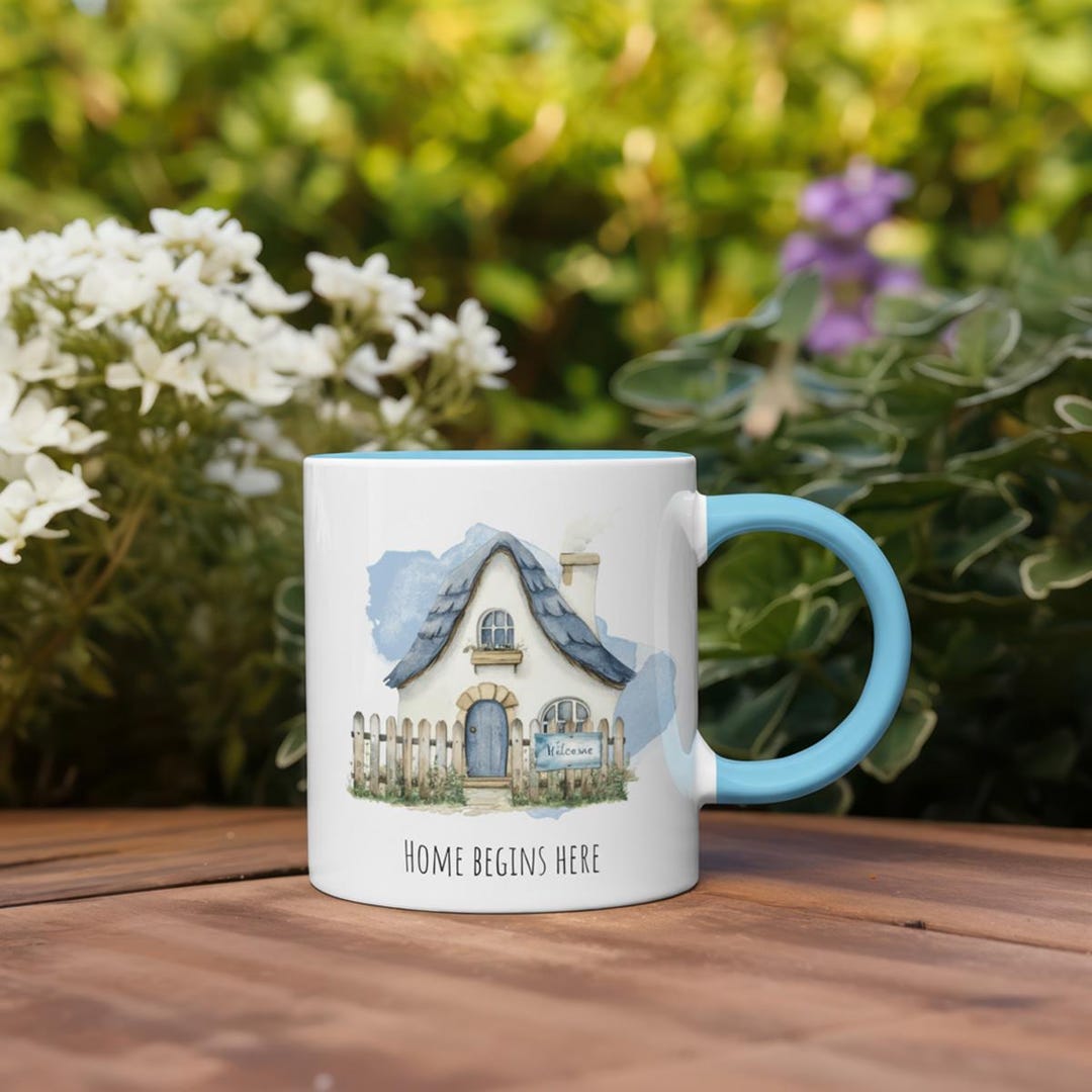 Watercolor Cottage Mug Rustic Home Decor Cup, Housewarming Gift Warm ...