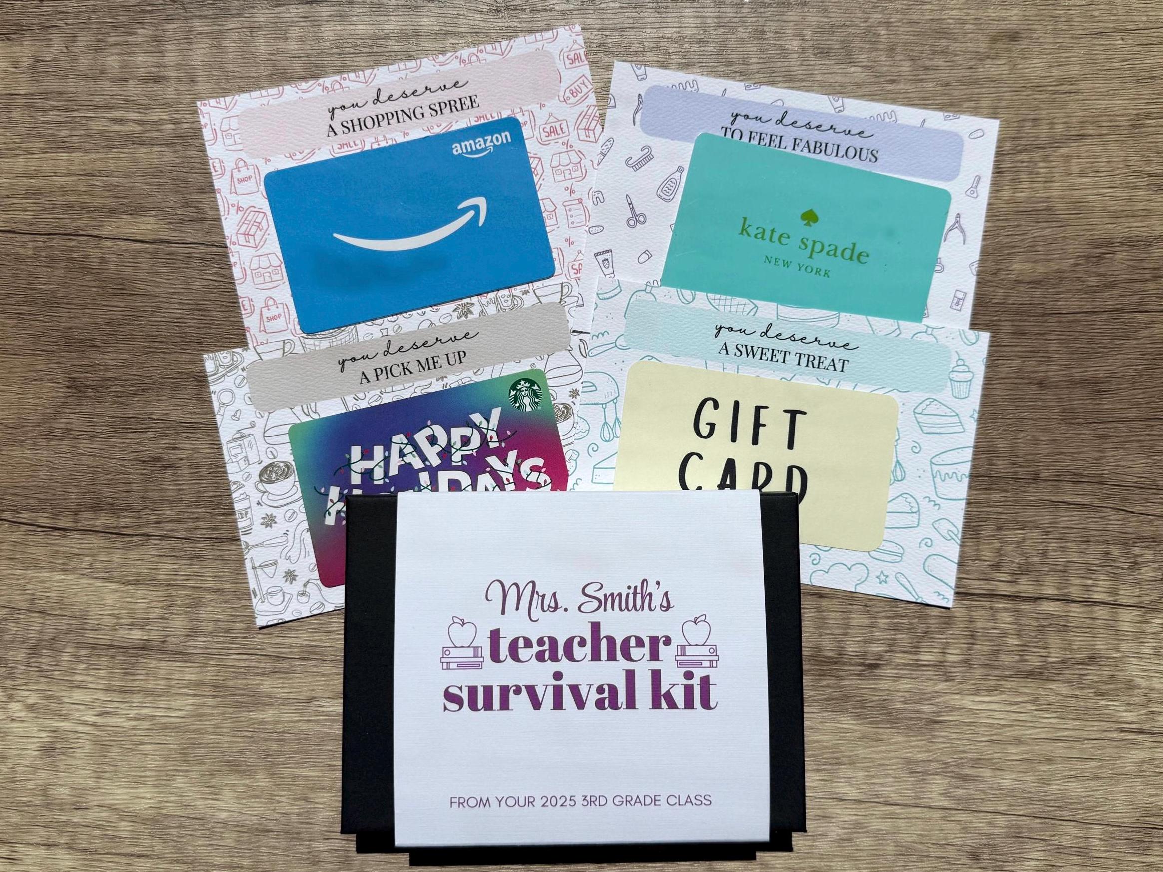 Teacher Survival Kit, Teacher Appreciation Gift Card Book Box, Future Teacher Graduation Gift, Thoughtful Gift for Teachers, Gift from Class