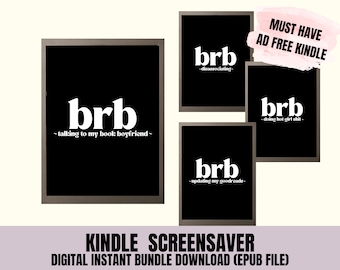 Booktok Kindle Lockscreen Bundle: 'brb' Screensavers (EPUB File)