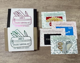 Personalized College Survival Kit, Foiled College Gift Card Book Box, Graduation Gift Card Book, College Care Package, Money Holder