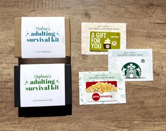 Adulting Survival Kit: Teenager Christmas Gift, Young Adult Christmas Gift, Funny Stocking Stuffer, College Gift Card Holder