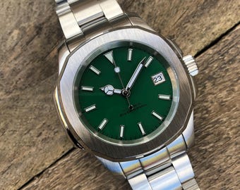 PREMIUM CUSTOM NAUTMOD *Modded NH35A Movement* Green Dial- Blue Lume