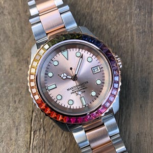PREMIUM CUSTOM DJMOD *Modded NH35A Movement* 2 Tone - Rainbow Bezel