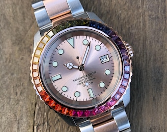 PREMIUM CUSTOM DJMOD *Modded NH35A Movement* 2 Tone - Rainbow Bezel