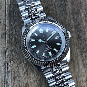 PREMIUM CUSTOM DJMOD *Modded NH35A Movement* Grey Dial - Green Lume