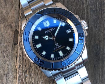 PREMIUM CUSTOM SUBTMOD *Modded NH35A Movement* Yacht Ceramic Insert - Marine Blue