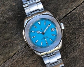 PREMIUM CUSTOM NAUTMOD *Modded NH35A Movement* Baby Blue Dial- Blue Lume