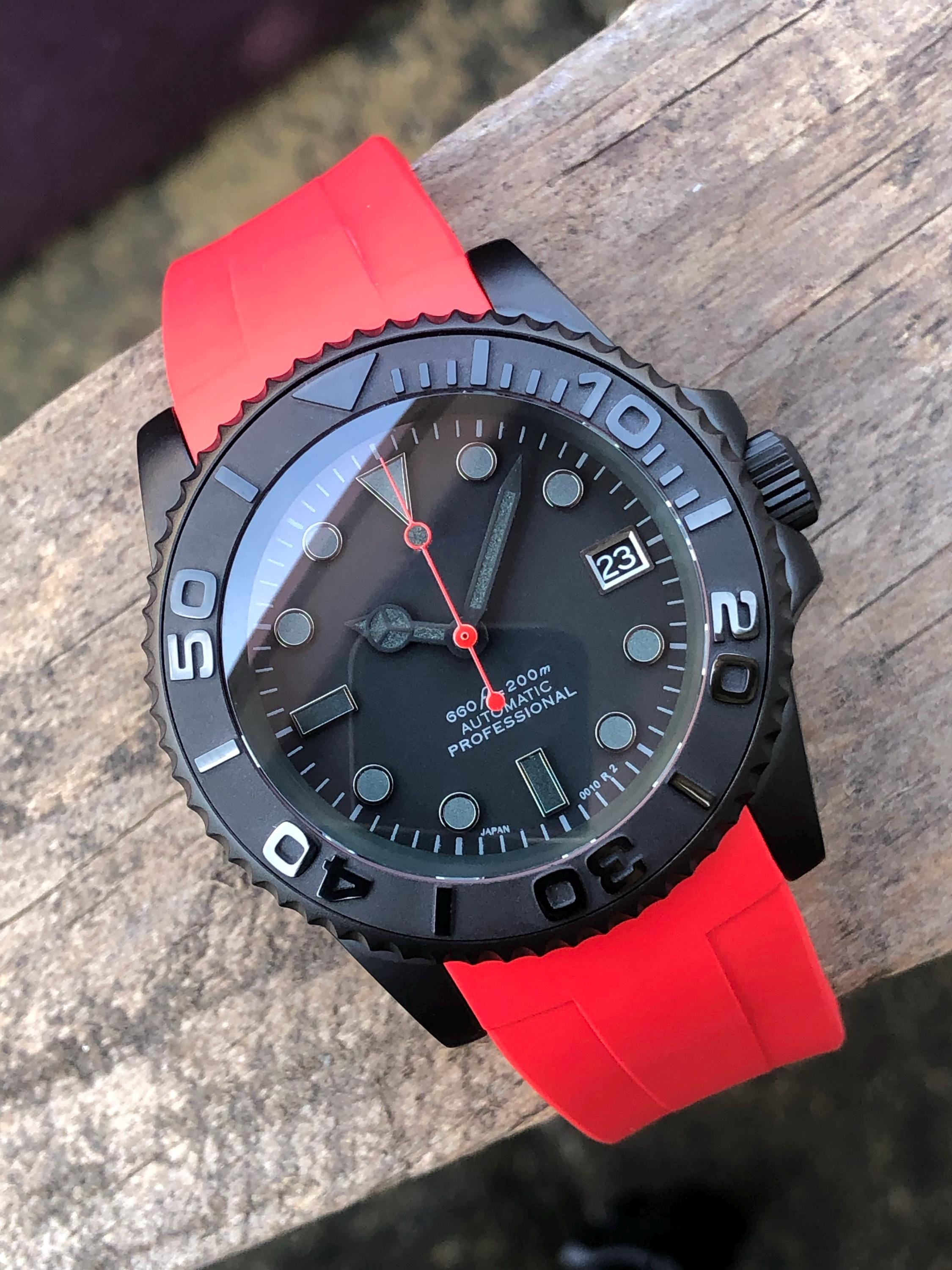 Seiko Mod Datejust Black Nh35 Automatic 36mm Custom Sapphire