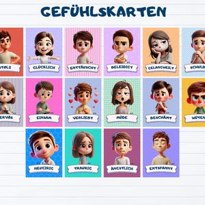 16 Lernkarten „Gefühle erkennen“ – Bild- und Wortkarten zur Sprachförderung & emotionalen Entwicklung für Kinder