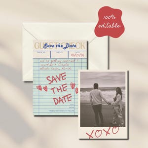 Guest Check Wedding Save the Date Digital Template - Guest Check Vintage Inspired Design - Instant PDF Download - 100% Customizable