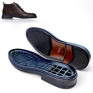 Men’s Classic Rubber Sole Richard-2 for Oxford, Chelsea, Boots | Black-Brown | Sizes US 7–12 / EU 40–45 | Durable TR Rubber