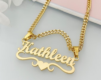18K Gold personalisierte Namenskette, Benutzerdefinierte Kinder Frauen Schmuck
