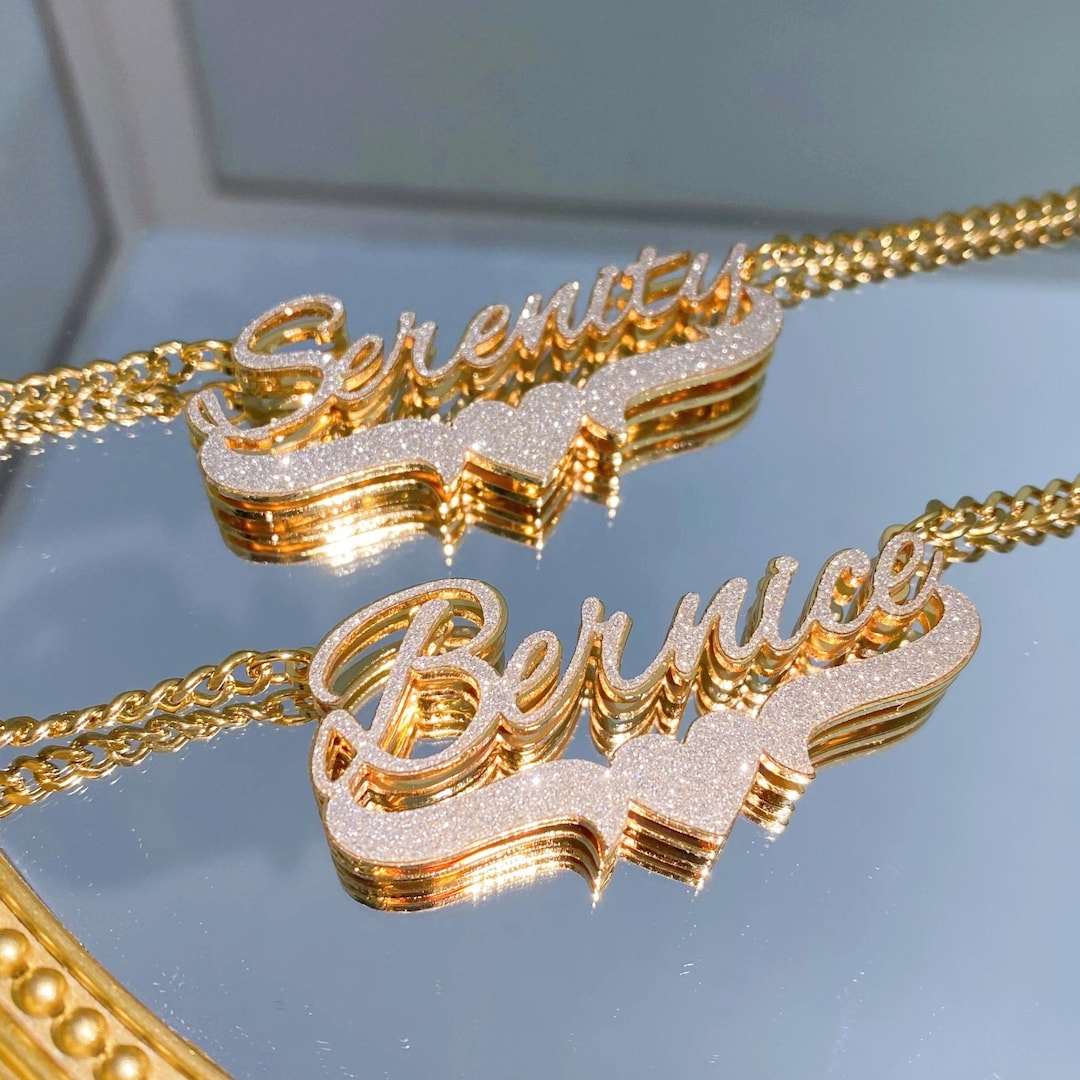 Double Name Plates Necklace