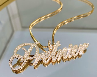 Custom Diamond Name Necklace, Zirconia Name Necklace, CZ Letter ...