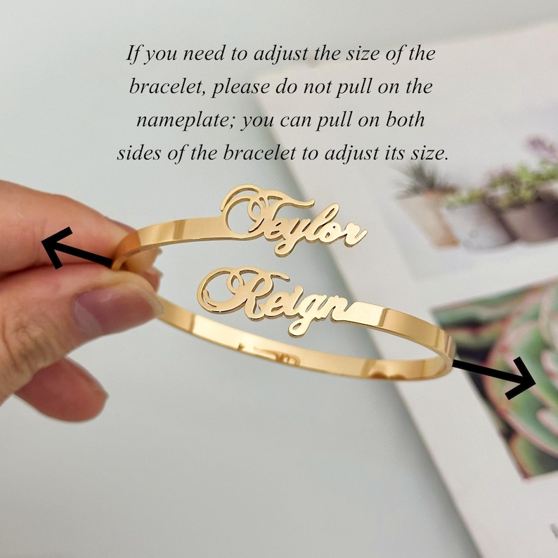 Custom Two Name Bangle, Personalized Couple Bracelet image 2