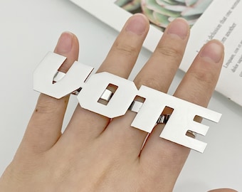 Custom Nameplate Ring: Adjustable Ring, Personalized Jewelry Gift