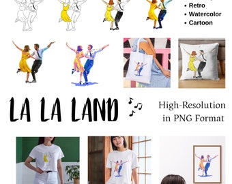 La La Land Dance Scene T-Shirt Printing | Romantic Movie Themed Digital Product, Valentine Gift PNG