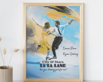 La La Land Poster, Film Poster, La La Land Movie, Ryan Gosling, Emma Stone, Digital Print, Wall Art, Musical, Oscar Nominated | Multi-Format