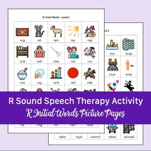 R Sound Speech Therapy Worksheet Picture Pages